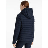 Navy blue quilted lemieux young rider ruby puffer jacket with hood ideal for cold weather riding