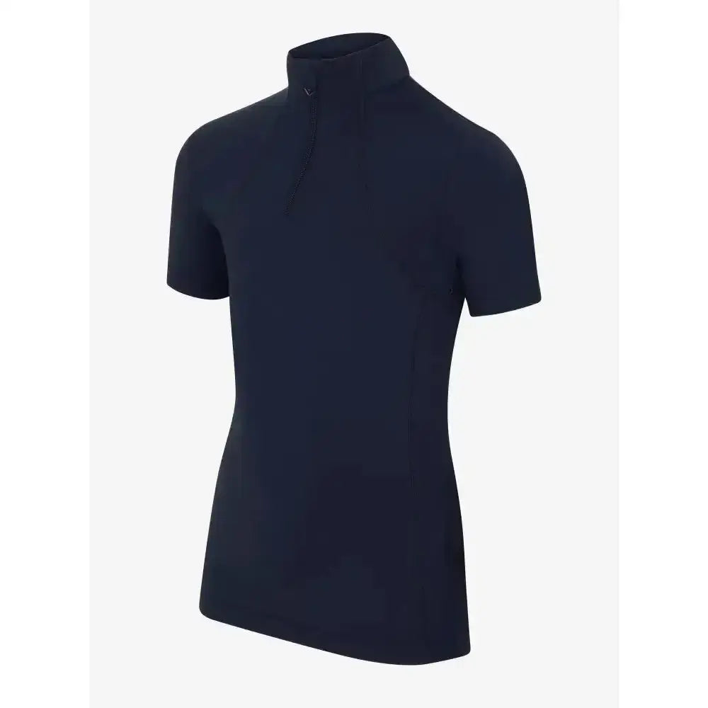 Black lemieux young rider short sleeve base layer with high collar and zipper perfect for young rider’s running