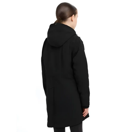 Black winter coat back view featuring the Lemieux Young Rider Skye Waterproof Coat