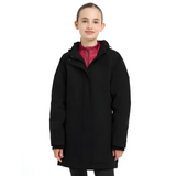 Black Hooded Winter Coat over a Red Top - Lemieux Young Rider Skye Waterproof Coat