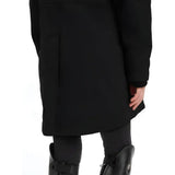 Black wool lemieux young rider skye waterproof coat with sleek tailored fit and subtle vertical seam detailing