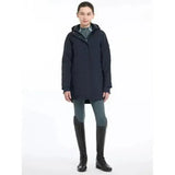 Dark navy lemieux young rider skye waterproof coat with sleek design and subtle sleeve branding perfect for winter rides
