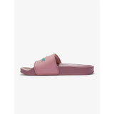 Pink lemieux young rider sliders blossom slide sandal with subtle green logo on strap for casual wear