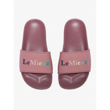 Pink rubber lemieux young rider sliders blossom with multicolored embroidered logo on strap for casual wear