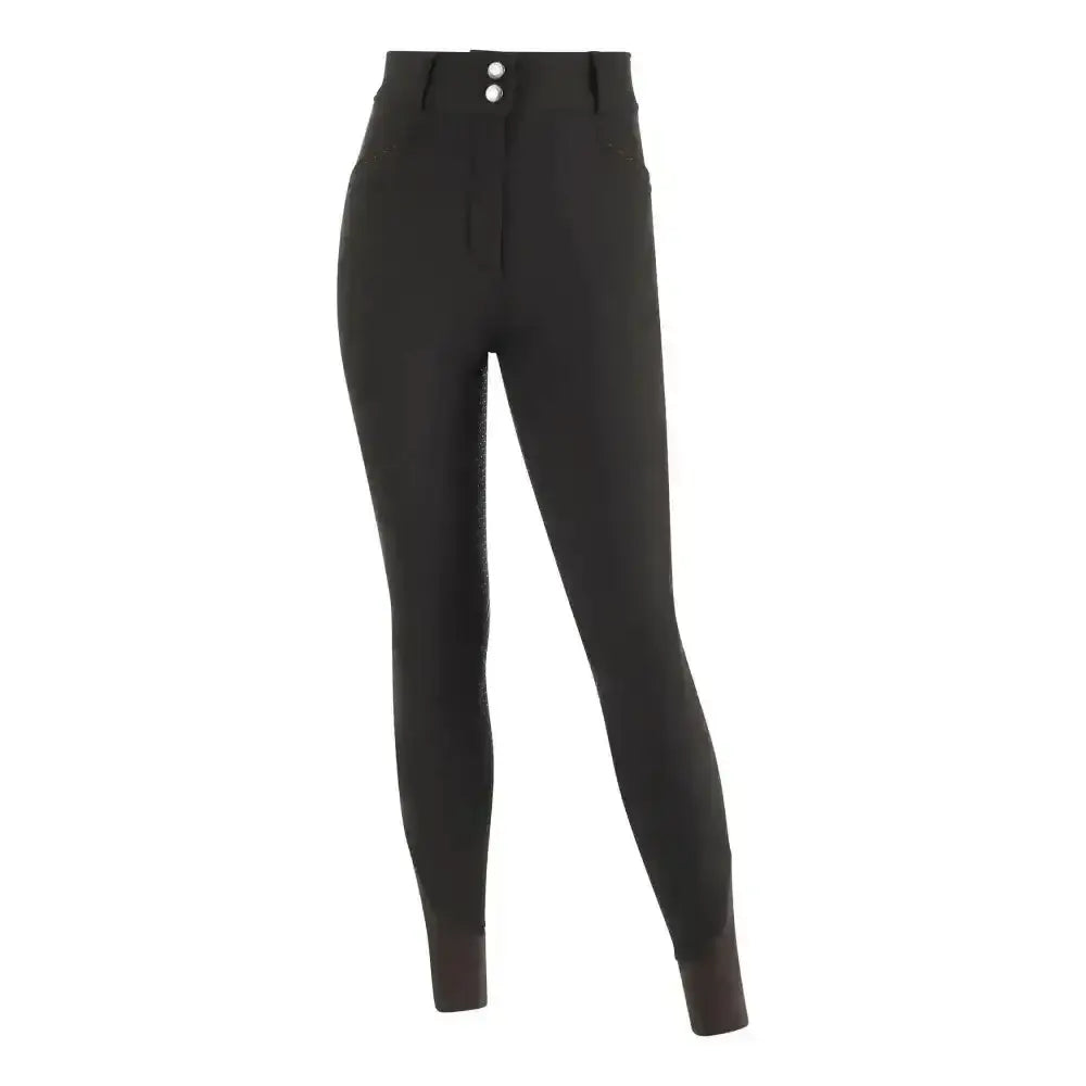 Black lemieux young rider st tropez breeches liquorice with high waist and two silver front buttons