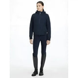 Black hooded zip up jacket with sleek modern design from lemieux young rider team jacket navy collection