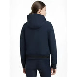 Dark navy blue lemieux young rider team jacket with hood ribbed cuffs and hem perfect for young riders