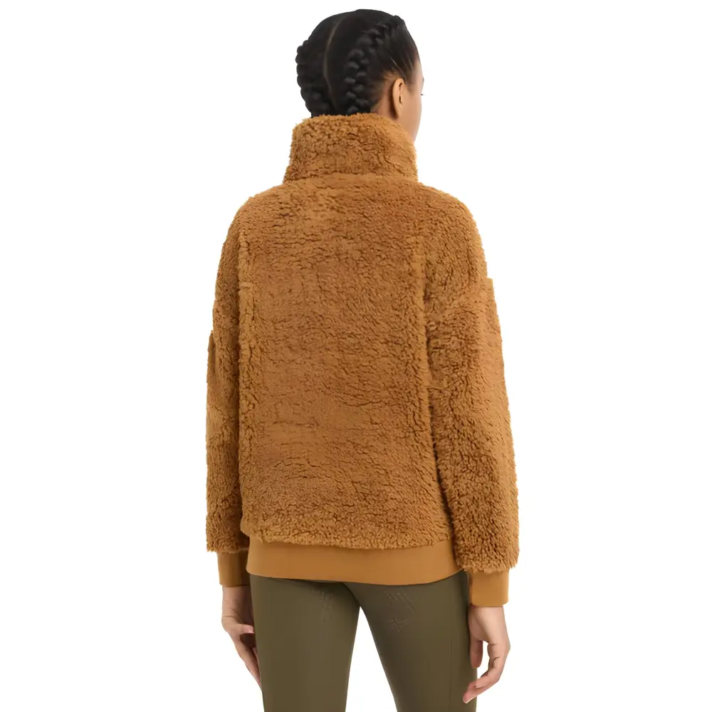 Caramel Teddy Fleece jacket with a high collar from the Lemieux Young Rider Tia Teddy