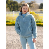 Person in Lemieux Young Rider Tia Teddy Fleece Glacier pullover jacket