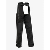 Black waterproof chaps with lemieux drytex stormwear, reinforced knee panel, side zipper pockets for young rider waterproof use