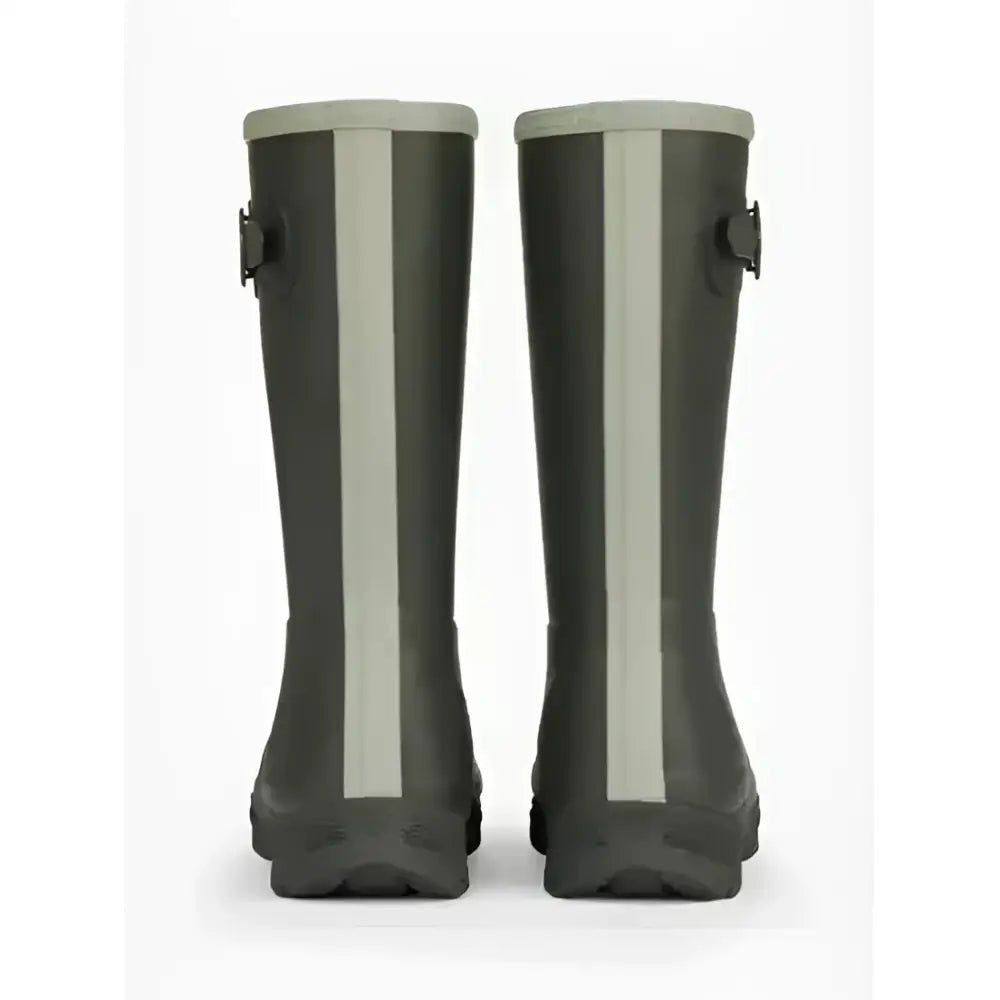 Dark olive green lemieux young rider wellies with gray stripe and black buckles designed as premium quality young rider wellies
