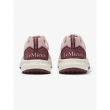 Pair of lemieux youth trax-lite trainer blossom sneakers in blush pink and maroon with textured upper for equestrian use
