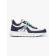 Navy and white lemieux youth trax viva waterproof trainer with light blue laces and textured rubber sole for kids