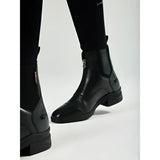 Black leather lemieux zip paddock boot black with side zipper and low block heel for riding and casual wear