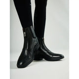 Black leather lemieux zip paddock boot black with side zipper and small logo charm for riding and everyday use