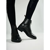 Black leather lemieux zip paddock boot black with zipper closures and low heel for riding or casual wear