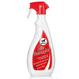 White plastic spray bottle with red trigger and kavet 5star detangler label for premium leovet mane & tail care