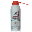 White aerosol can with red spray nozzle and black horse silhouette label for leovet frogmedic spray concentrated thrush care acute cases
