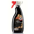 Black leovet power detangler spray bottle with red trigger and clear nozzle enhances natural colour pigments for extra long lasting sheen
