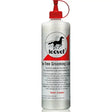 White plastic bottle with red cap and black horse silhouette label of leovet tea tree grooming lotion