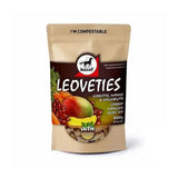 Leoveties horse treats stand-up pouch in tan and brown with carrot mango rose hip carefully mixed for horses