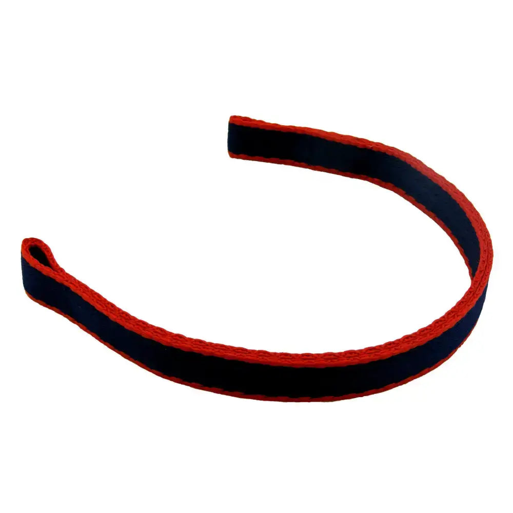 Libbys browband curved navy blue and red double ply webbing standard browband for equestrian tack