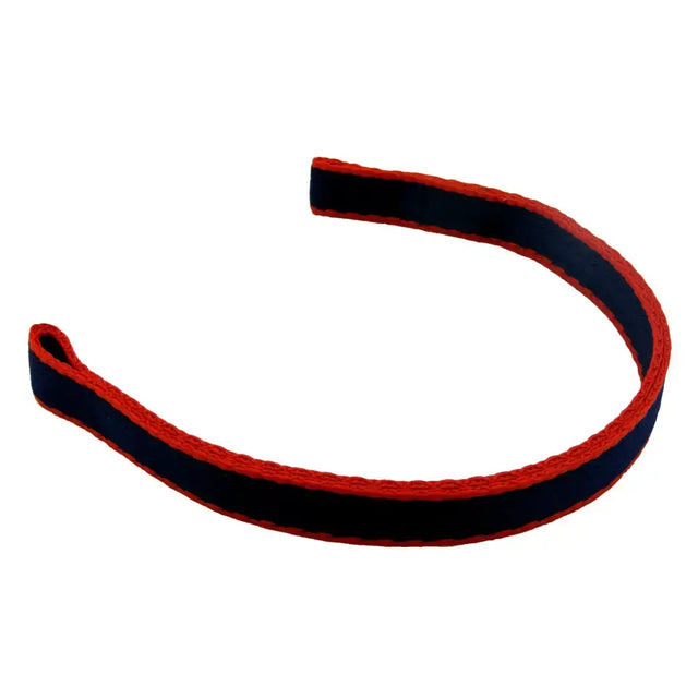 Libbys browband curved navy blue and red double ply webbing standard browband for equestrian tack