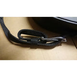 Black woven nylon belt with silver metal buckle for libbys driving saddle webbing tugs and belly band use