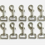 Shiny silver metal lightweight trigger clips with swivel hook clasps for horse tack accessories and horse rug clips