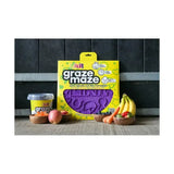 Yellow and purple likit graze maze slow feeding lick mat for horses in packaging for tasty likit graze treats