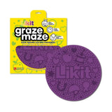 Purple likit graze maze slow feeding lick mat for horses with embossed designs and tasty likit graze branding