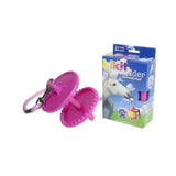 Pink plastic likit holder with keychain attachment for clever horse toy and treats horse toys storage