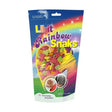 A colorful bag of likit rainbow snaks with heart-shaped rainbow treats in a resealable pouch and playful design