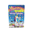 Colorful likit rainbow snaks advent calendar with 24 doors featuring a cartoon horse with a rainbow mane and scarf