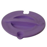 Purple silicone likit snak-a-ball spare lid with central cutout and small bottom protrusion for easy use