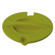 Bright lime green silicone likit snak-a-ball spare lid with central handle cutout and small protruding tab