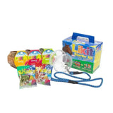 Blue and green plastic likit starter kit box with a horse image for horse toys and horse treats