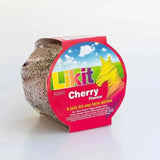 A vibrant red and yellow likit treats rope refill 650g in cardboard packaging with a colorful horse silhouette label