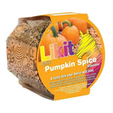 Orange and yellow likit treats rope refill 650g with mouth-wateringly tasty pumpkin spice flavor for horses