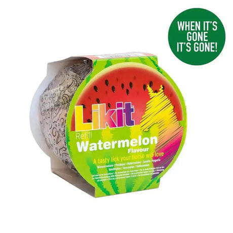 A vibrant green and red likit treats rope refill 650g with mouth-wateringly tasty watermelon flavor and playful design
