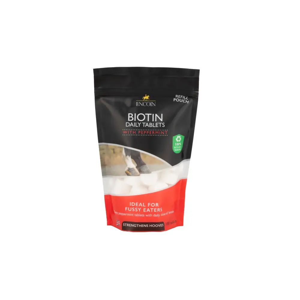 Lincoln Biotin Daily Tablets Refill Pouch Peppermint 60 Tablets Horse Hoof Supplements