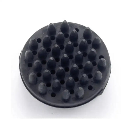 Black lincoln circular rubber curry comb with rounded pointed bristles in a grid pattern for grooming