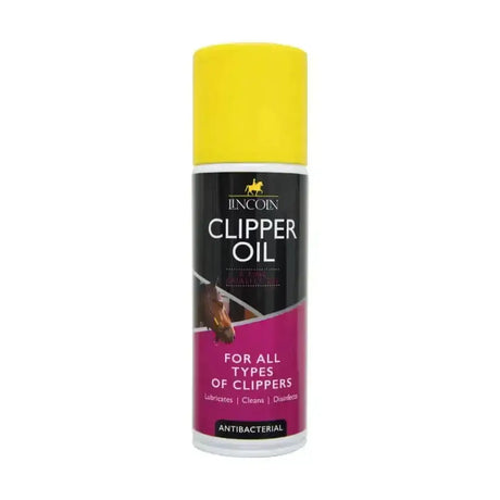 Lincoln clipper oil spray 150g in a yellow-capped can with black and pink labeling for fine lubricating oil use