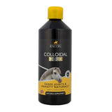 Black bottle with yellow cap and white horse label of lincoln colloidal gold highlighting active silver benefits and anti-inflammatory properties