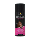 Black lincoln concealer spray aerosol with pink label and brown horse image for instant unblemished horse’s coats