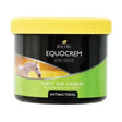 Black jar of lincoln equocrem first aid cream with yellow lid and green label featuring horse zinc oxide based antibacterial