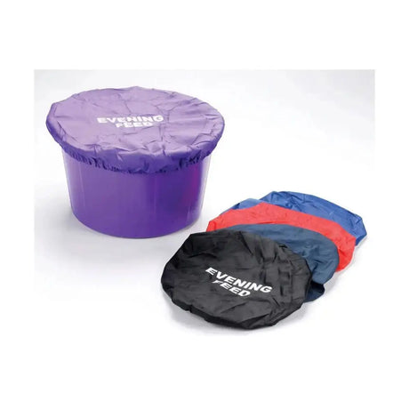 Purple plastic lincoln evening feed bucket with matching feed bucket cover for evening feed protection