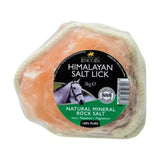 A 2kg package of lincoln himalayan salt lick with pure natural pinkish-orange rock salt and a horse on the label
