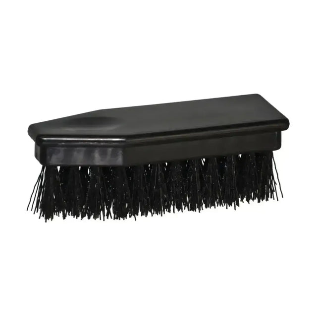 Black plastic lincoln hoof brush with dense stiff bristles designed for cleaning horse’s hooves and grooming combs use