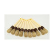 Set of ten cream-colored linen hoof oil brushes with dark brown ferrules and natural bristles for traditional hoof oil use